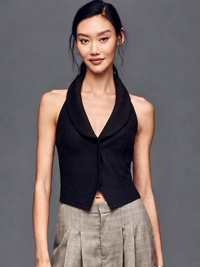 Menswear-Inspired Tailored Halter Style Suit Vest